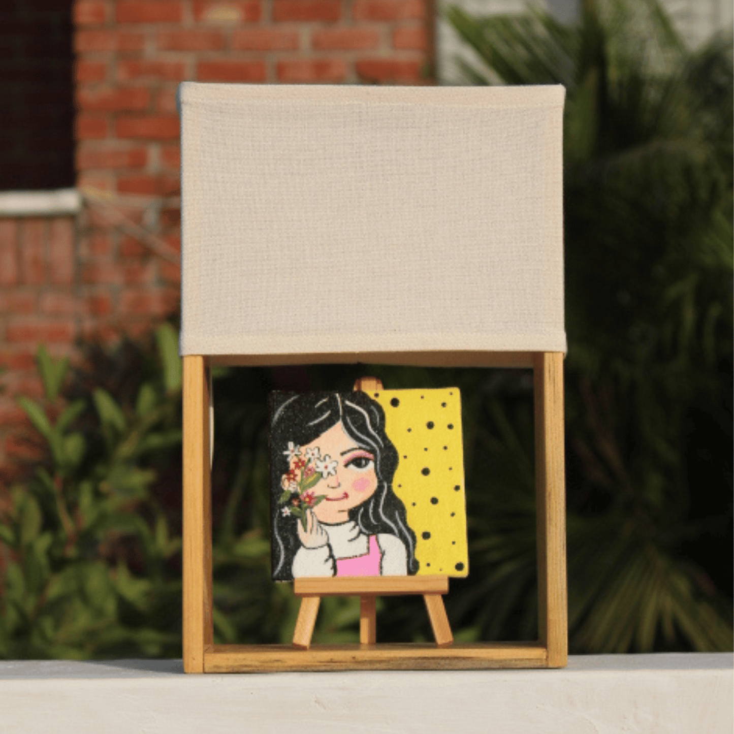 Pine Glow – Signature Cute Girl Hand-Painted Table Lamp