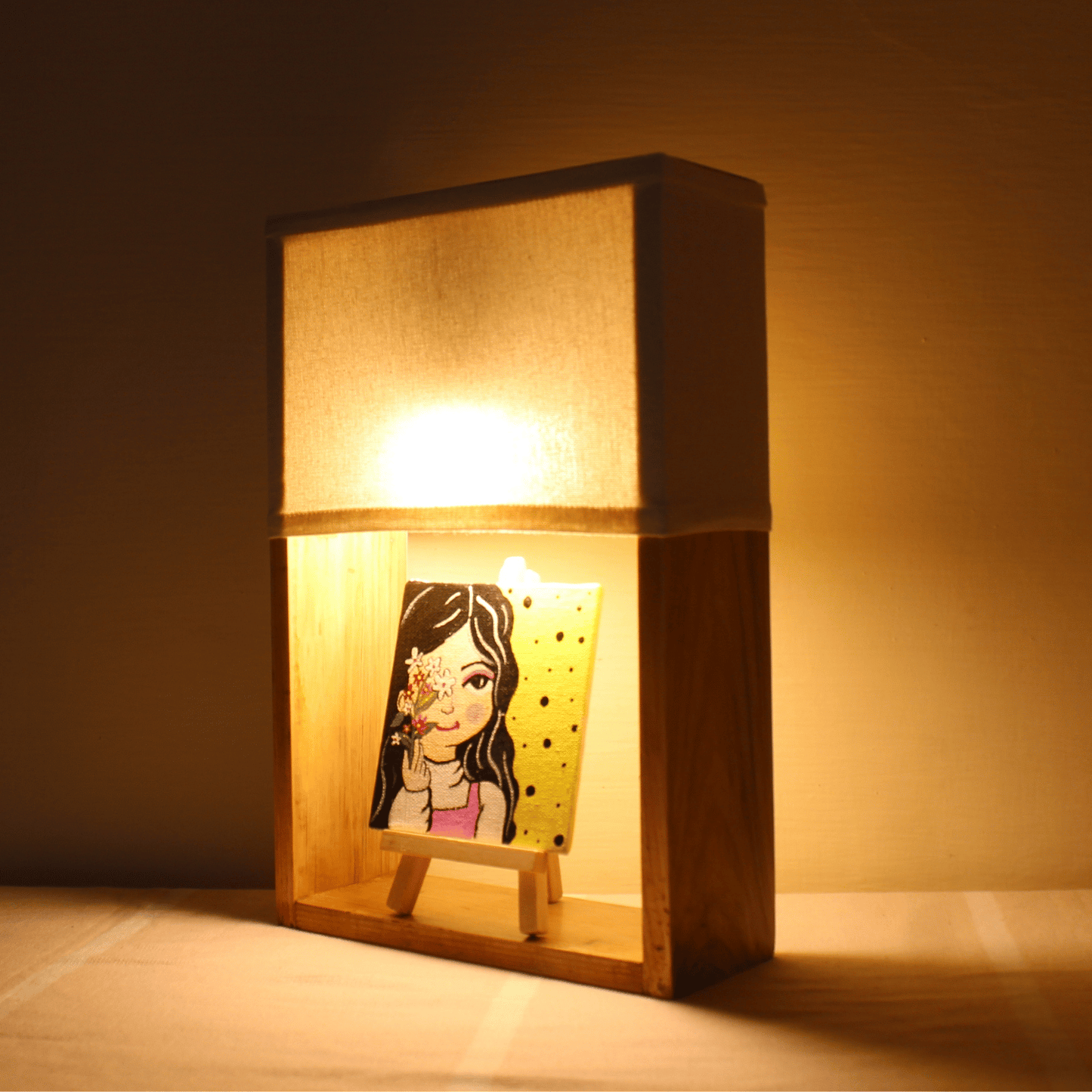 Pine Glow – Signature Cute Girl Hand-Painted Table Lamp