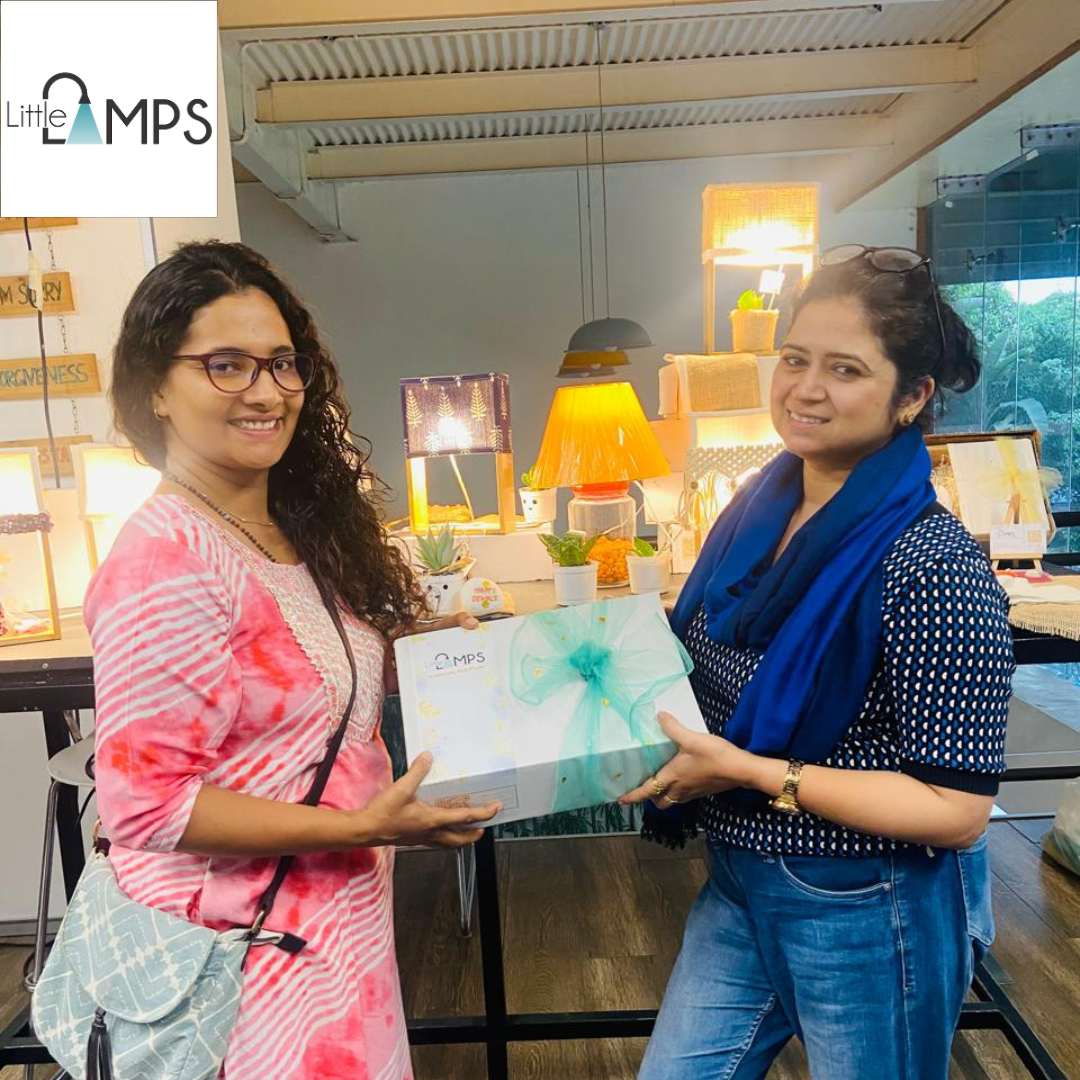 Pine Glow Lotus & Nandi Dhokra Lamp – Hand-Painted Wooden Table Lamp