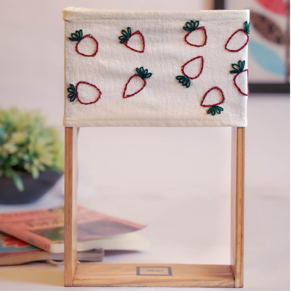 Handmade strawberry delight wooden Table Lamp with hand painted matching artwork