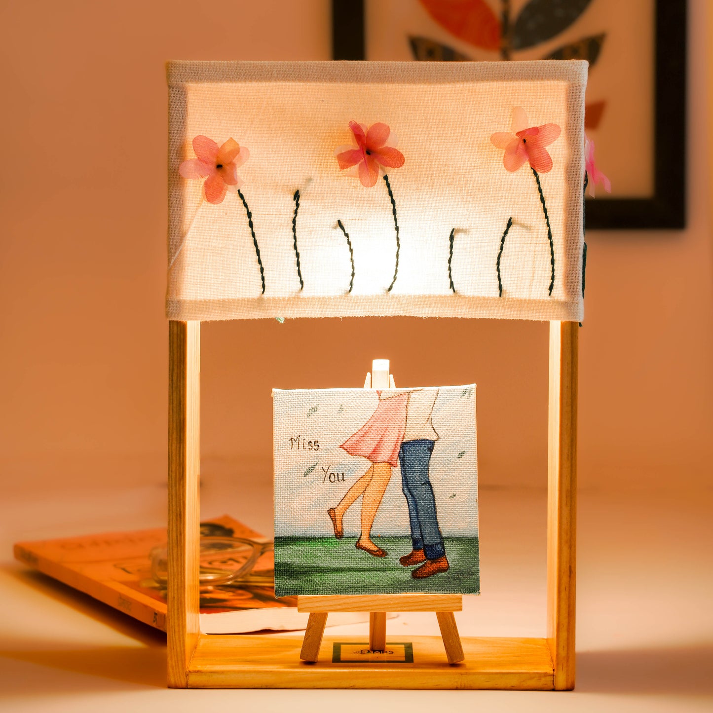 Pine Glow Needle Bloom Table Lamp – with Handmade Artwork
