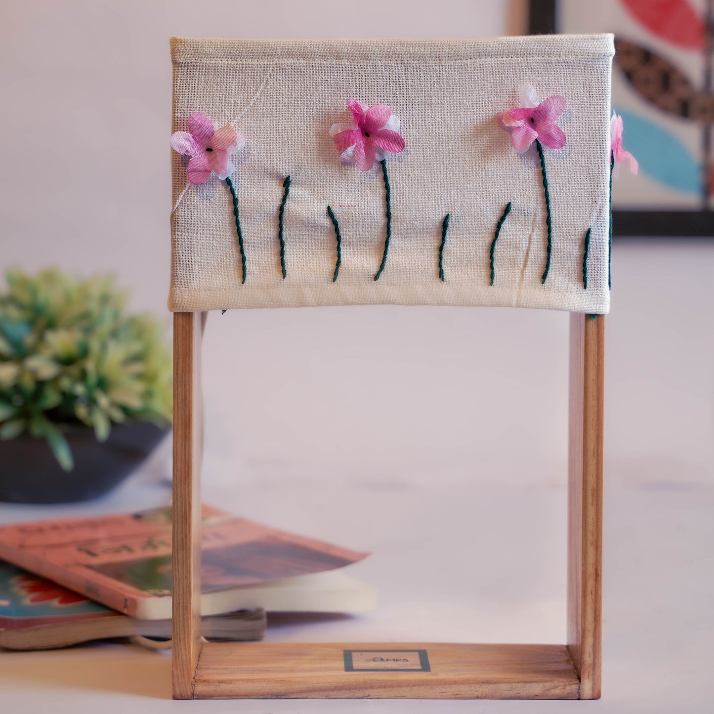 Pine Glow Needle Bloom Table Lamp – with Handmade Artwork