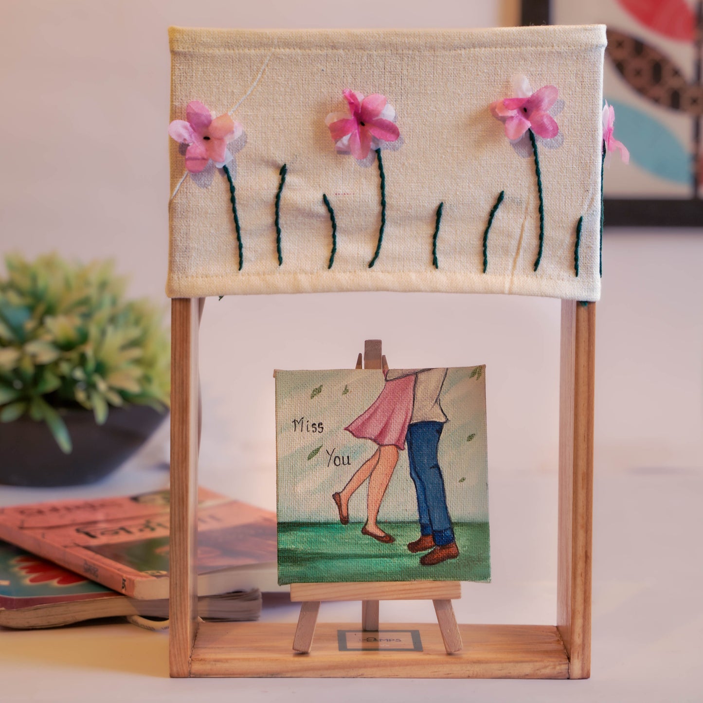 Pine Glow Needle Bloom Table Lamp – with Handmade Artwork