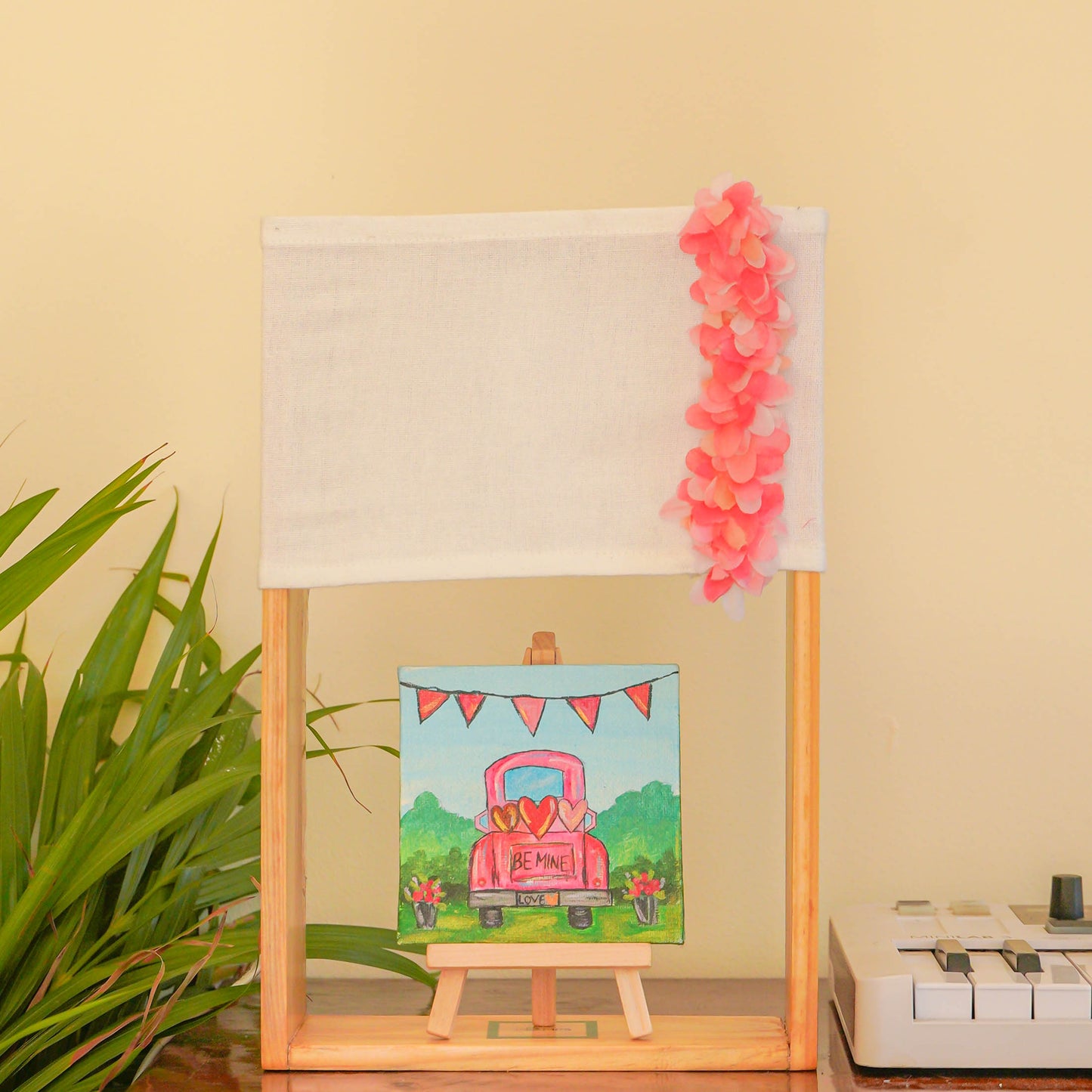 Pine Glow Forever Love Lamp – Handmade Wooden Lamp with Be Mine Artwork