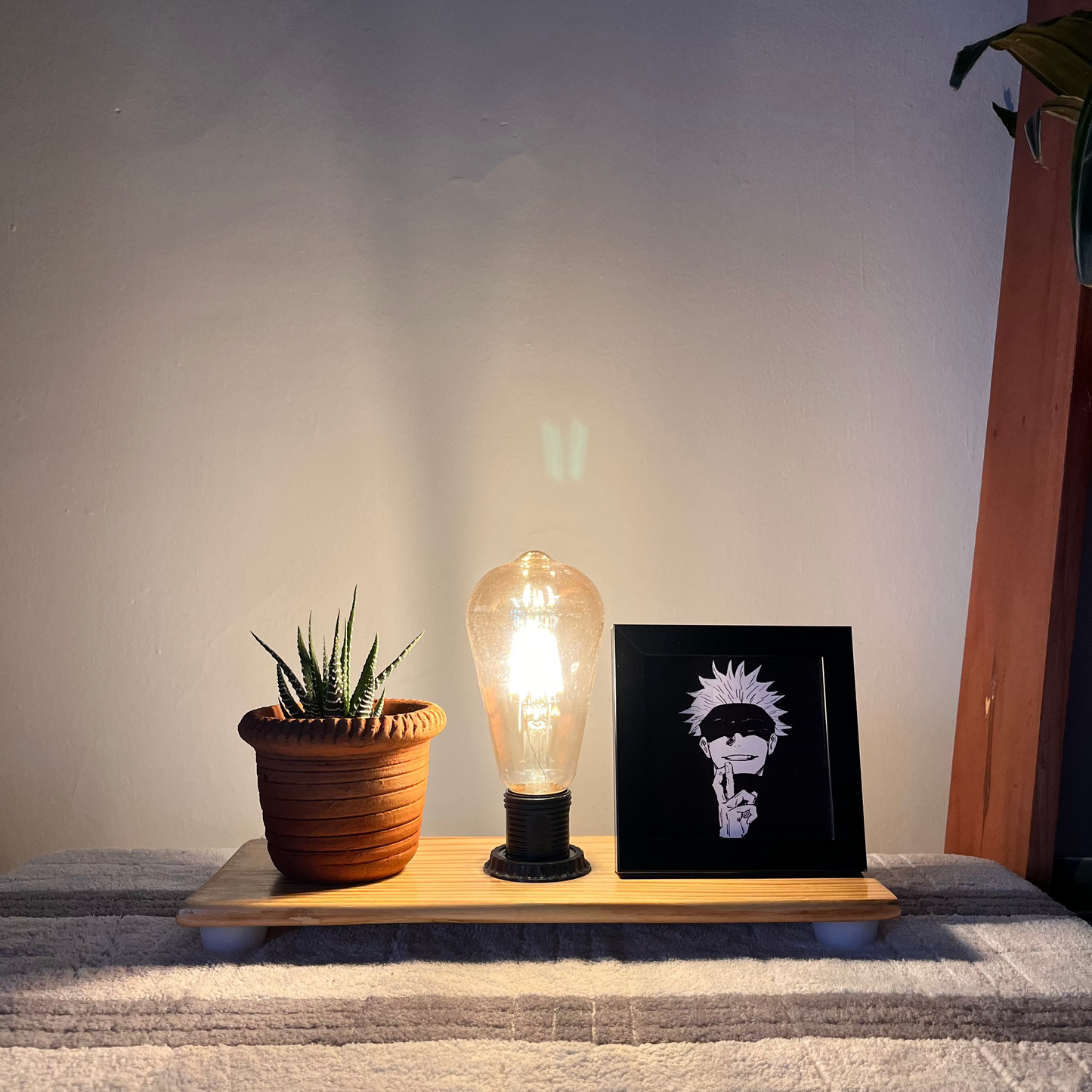 Desk Glow wooden Lamp with Succulent -A beautiful way to organize your desk and bring freshness.