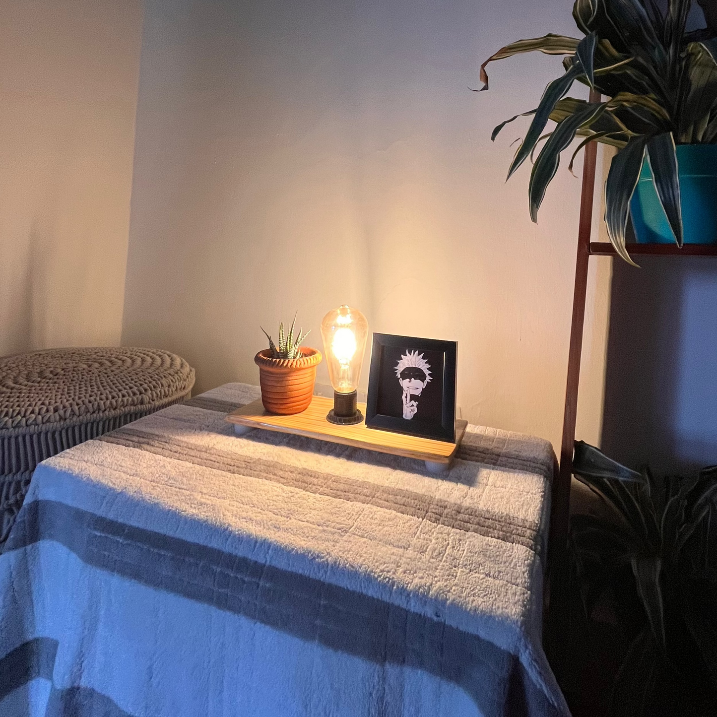 Desk Glow wooden Lamp with Succulent -A beautiful way to organize your desk and bring freshness.