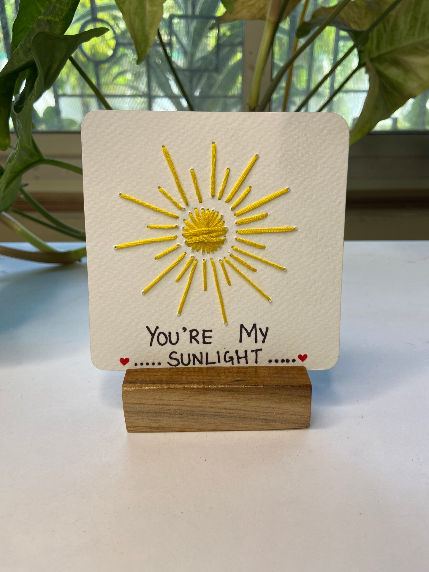 Lit With Love – Pine Glow Table Lamp with Hand Stitched Card