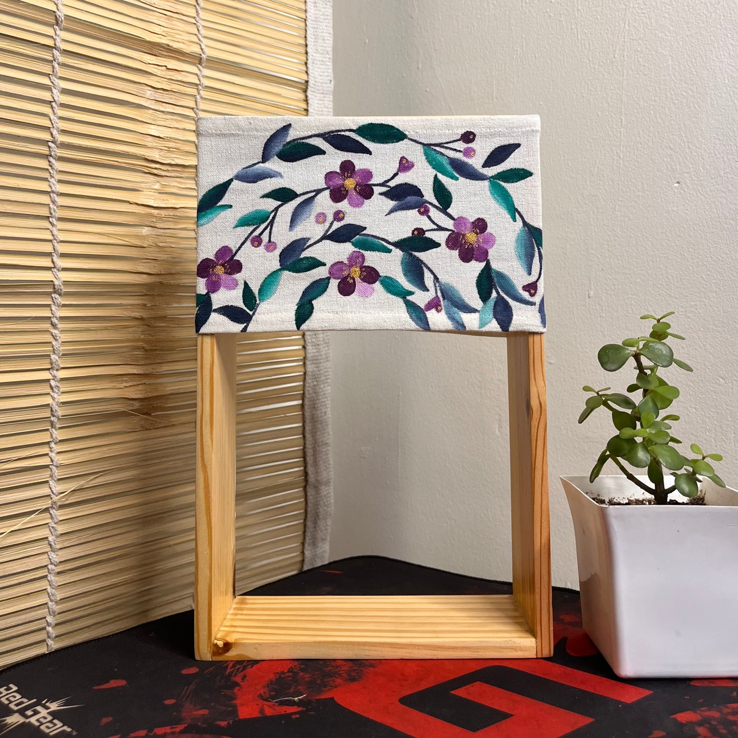 Pine Glow | Artist Series – “Purple Floral Wreath” Hand-Painted Lamp