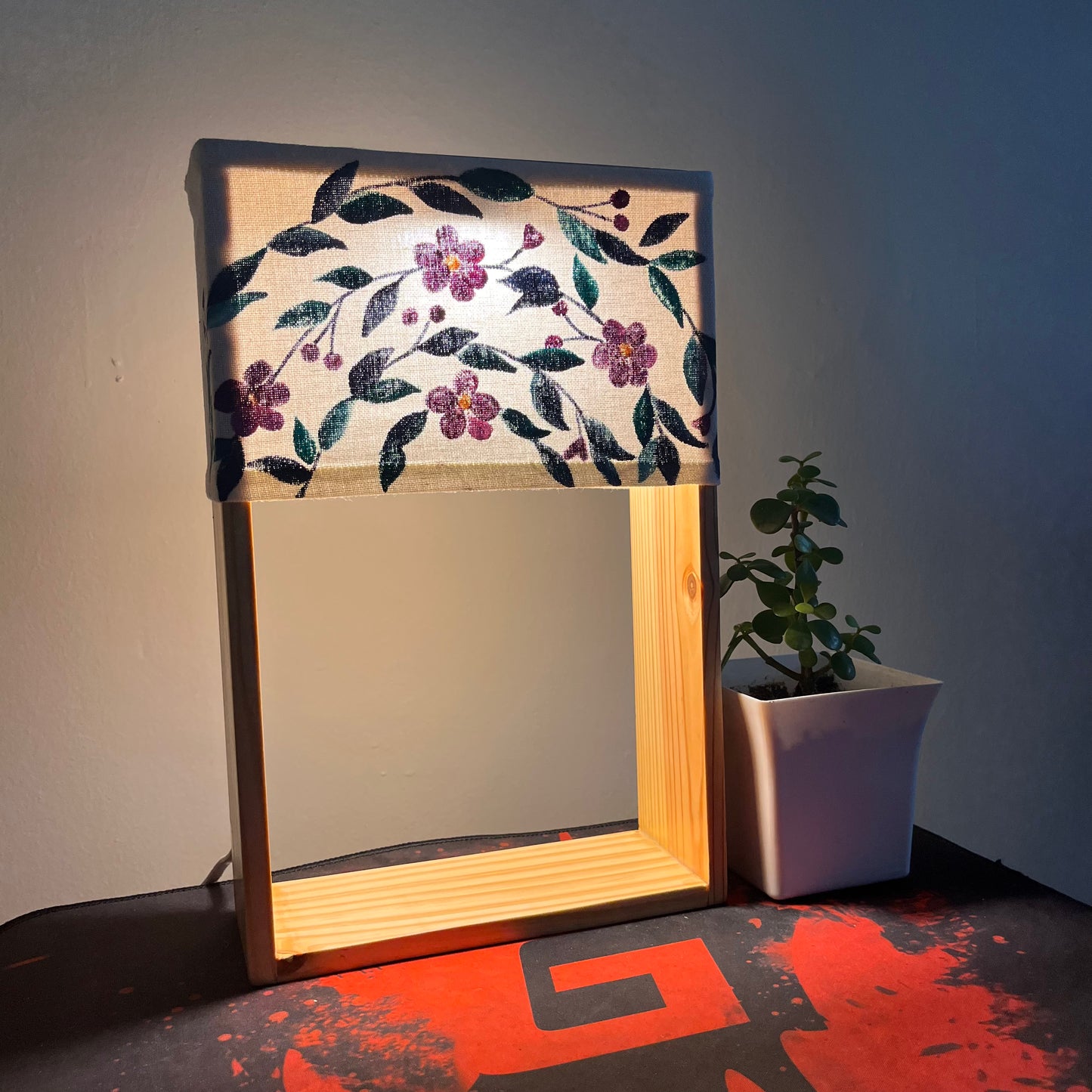 Pine Glow | Artist Series – “Purple Floral Wreath” Hand-Painted Lamp