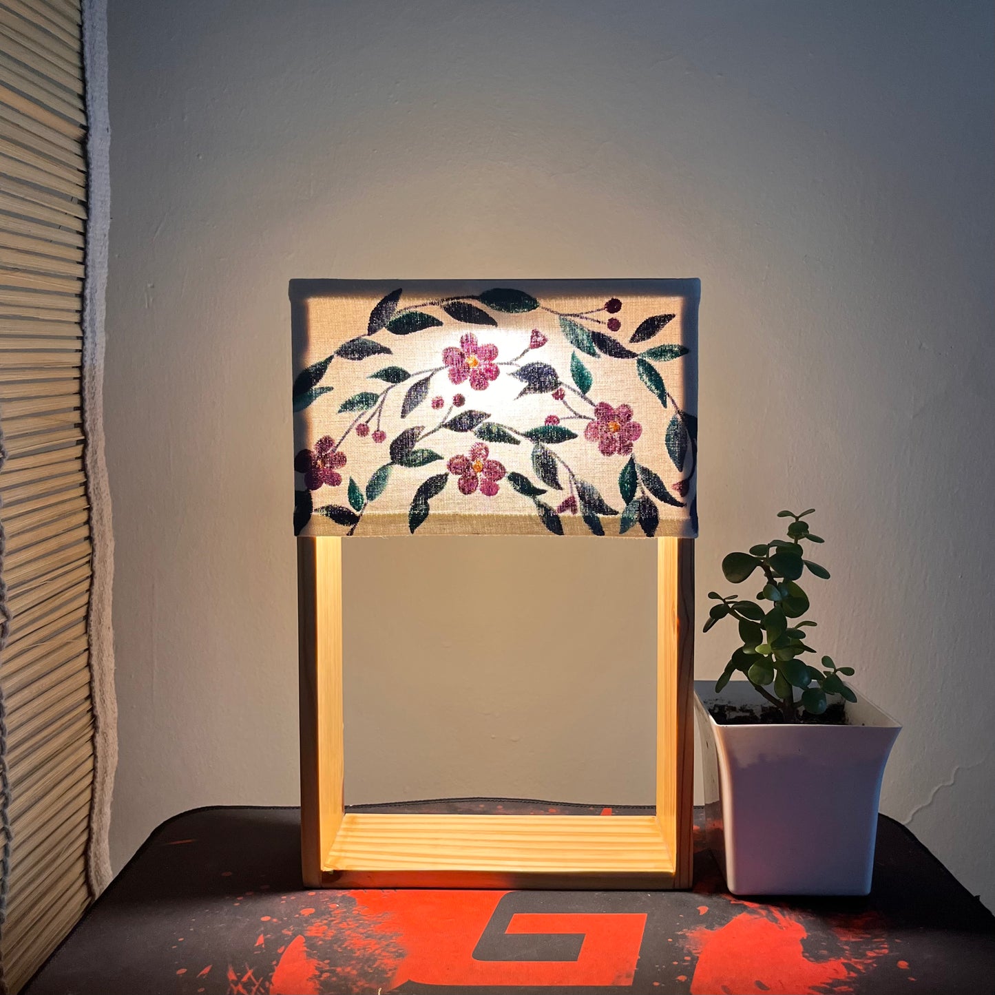 Pine Glow | Artist Series – “Purple Floral Wreath” Hand-Painted Lamp