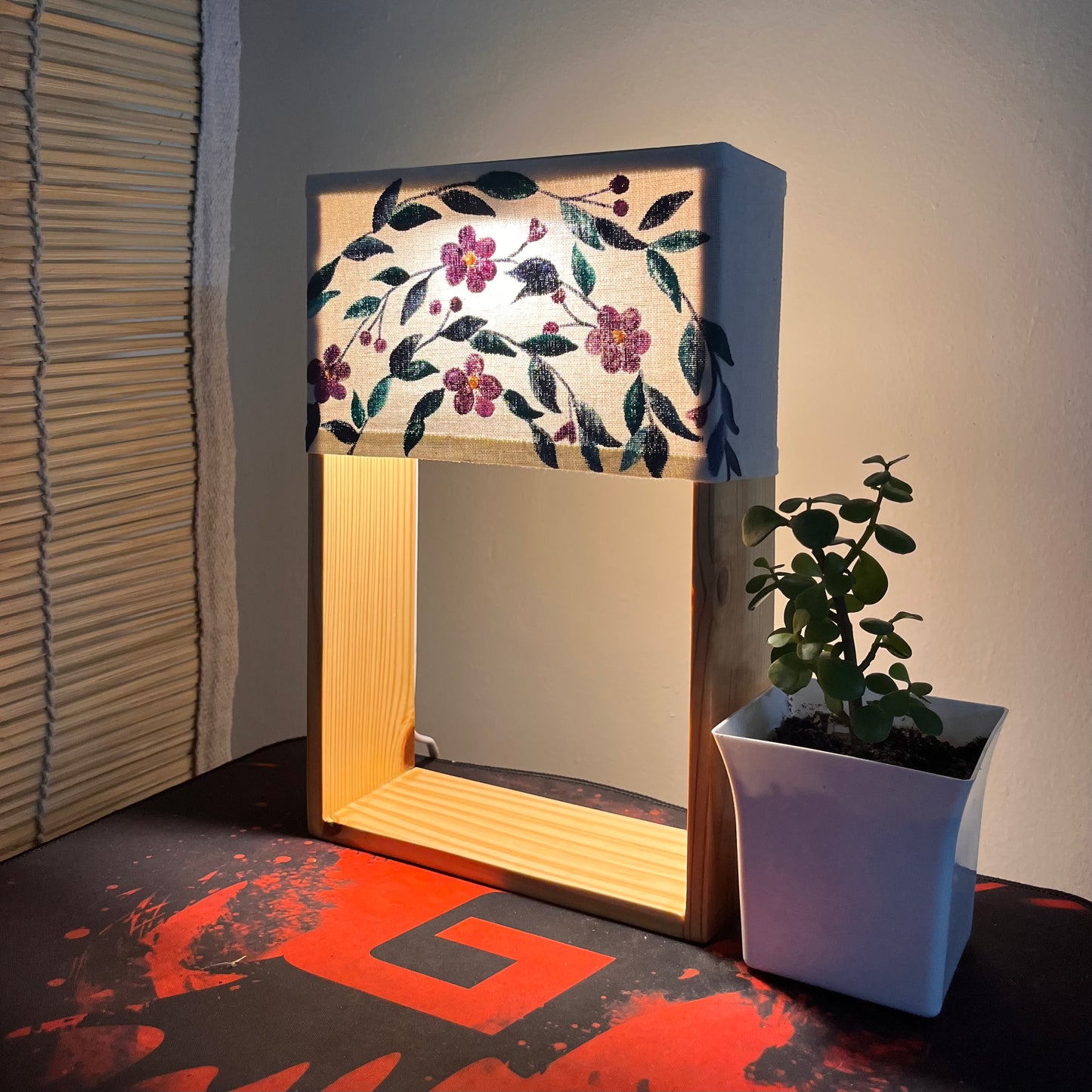 Pine Glow | Artist Series – “Purple Floral Wreath” Hand-Painted Lamp