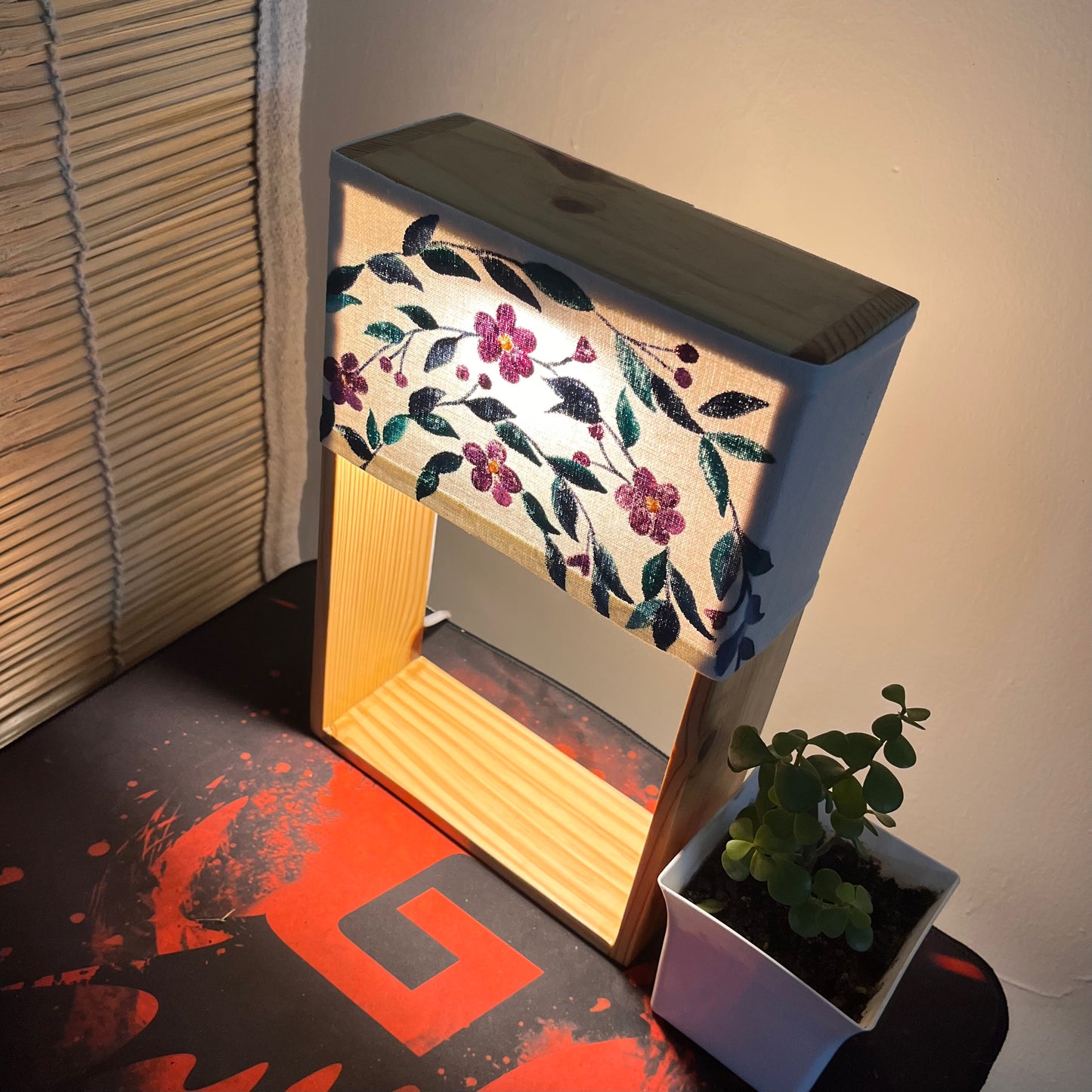 Pine Glow | Artist Series – “Purple Floral Wreath” Hand-Painted Lamp