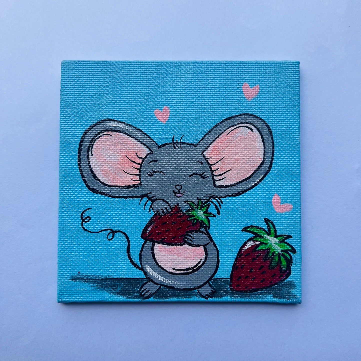 Strawberry Hug Mini Mouse Canvas Art