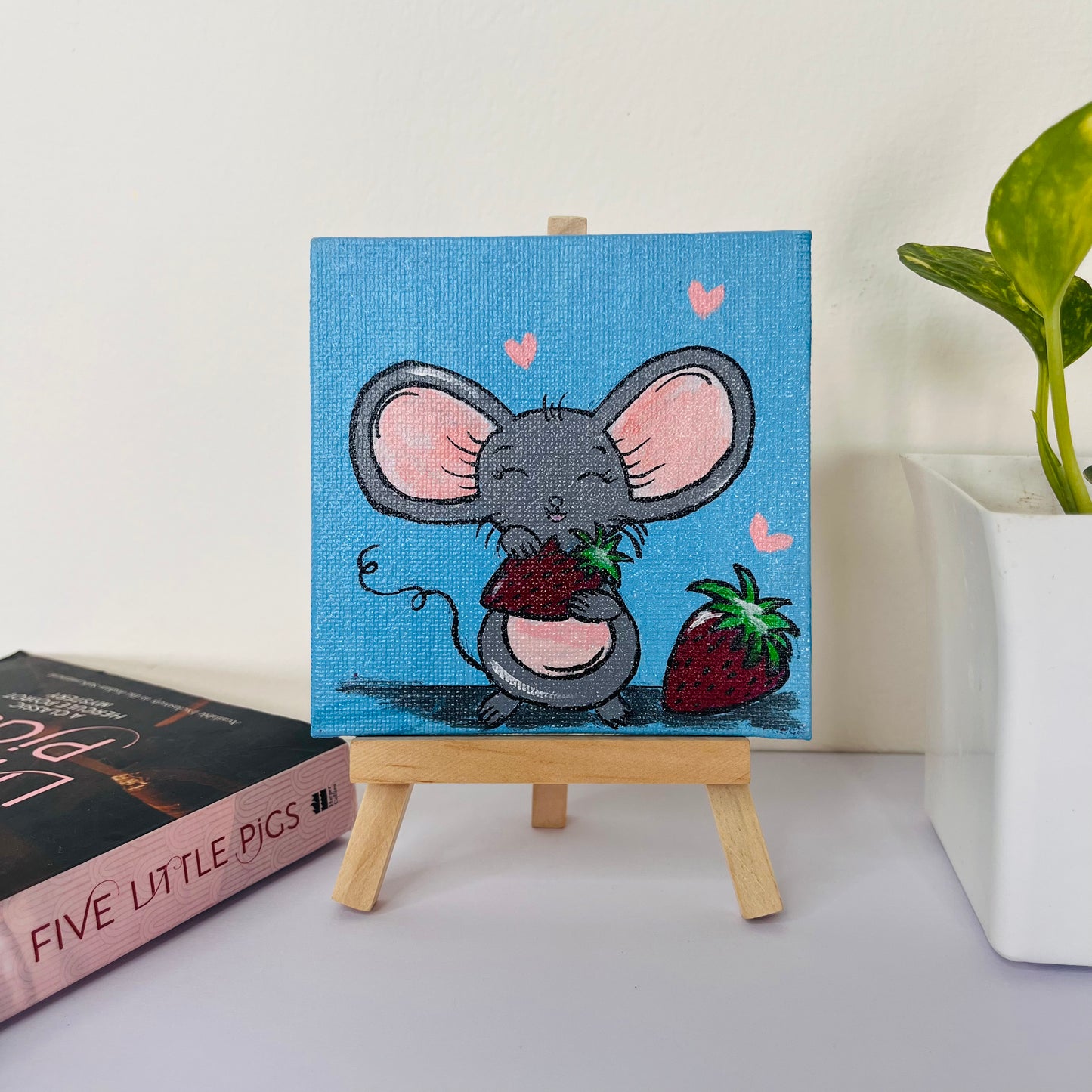 Strawberry Hug Mini Mouse Canvas Art
