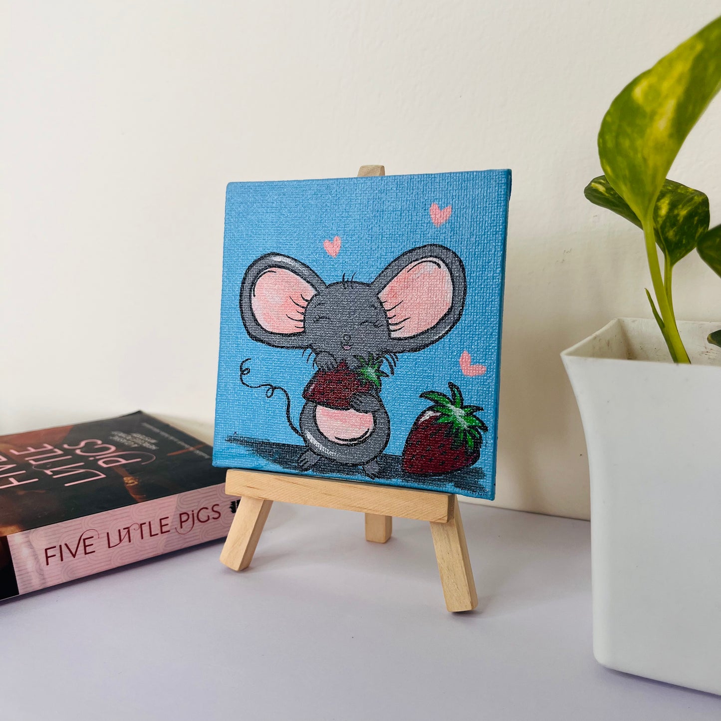 Strawberry Hug Mini Mouse Canvas Art