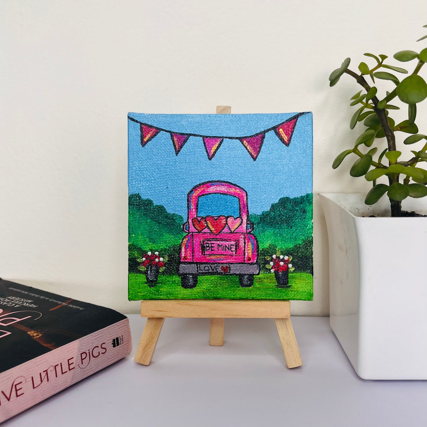 Be Mine Roadtrip – Romantic 4x4 inches Canvas with Easel