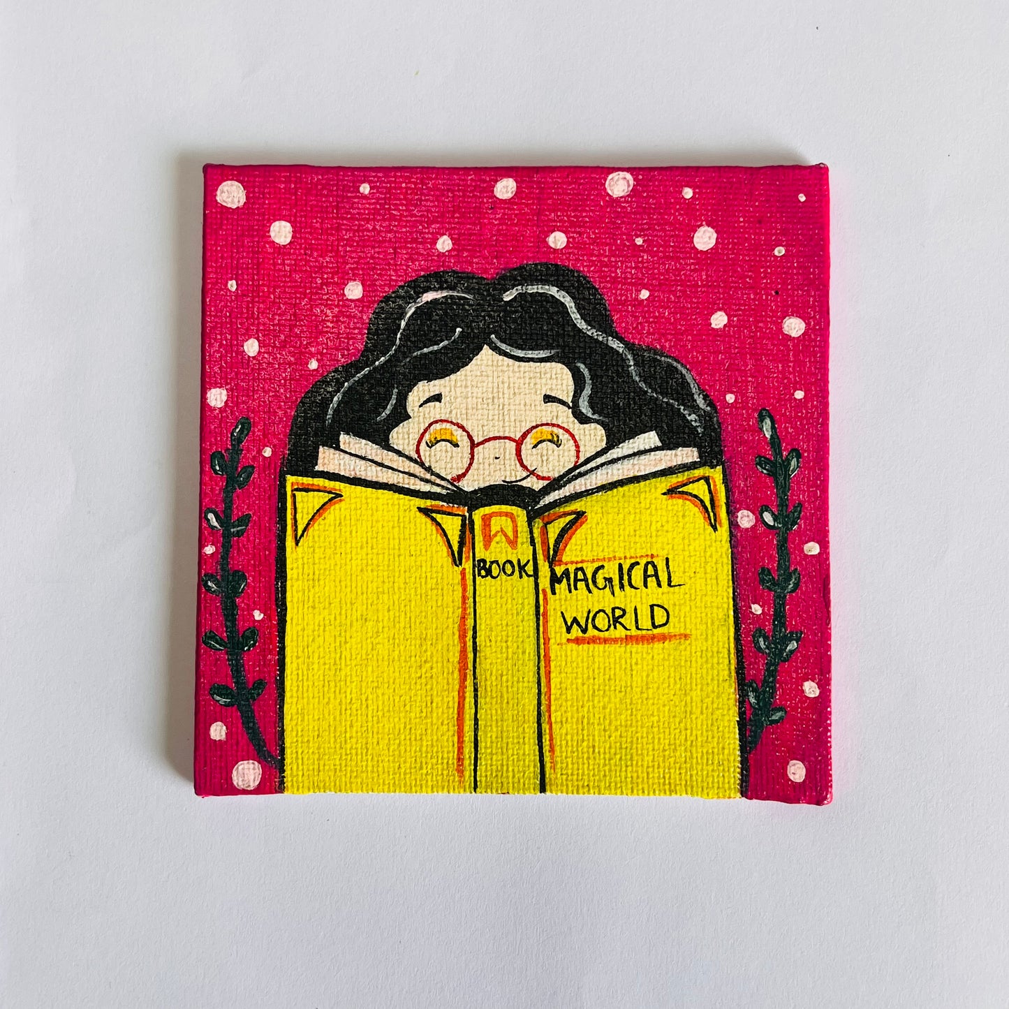 Book Lover Mini Canvas Art – Magical World (4x4”)