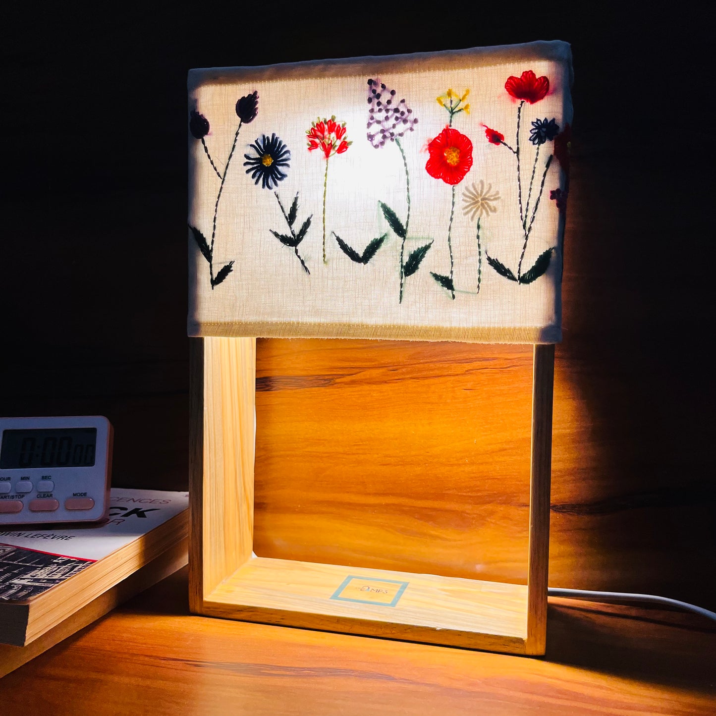 Pine Glow | Artist Series – “Meadow Bloom” Hand-Embroidered Lamp