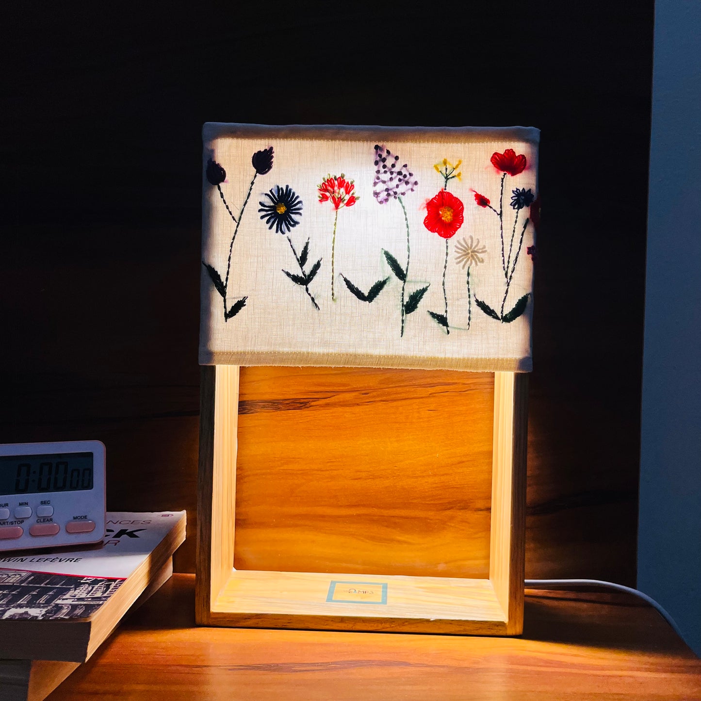 Pine Glow | Artist Series – “Meadow Bloom” Hand-Embroidered Lamp