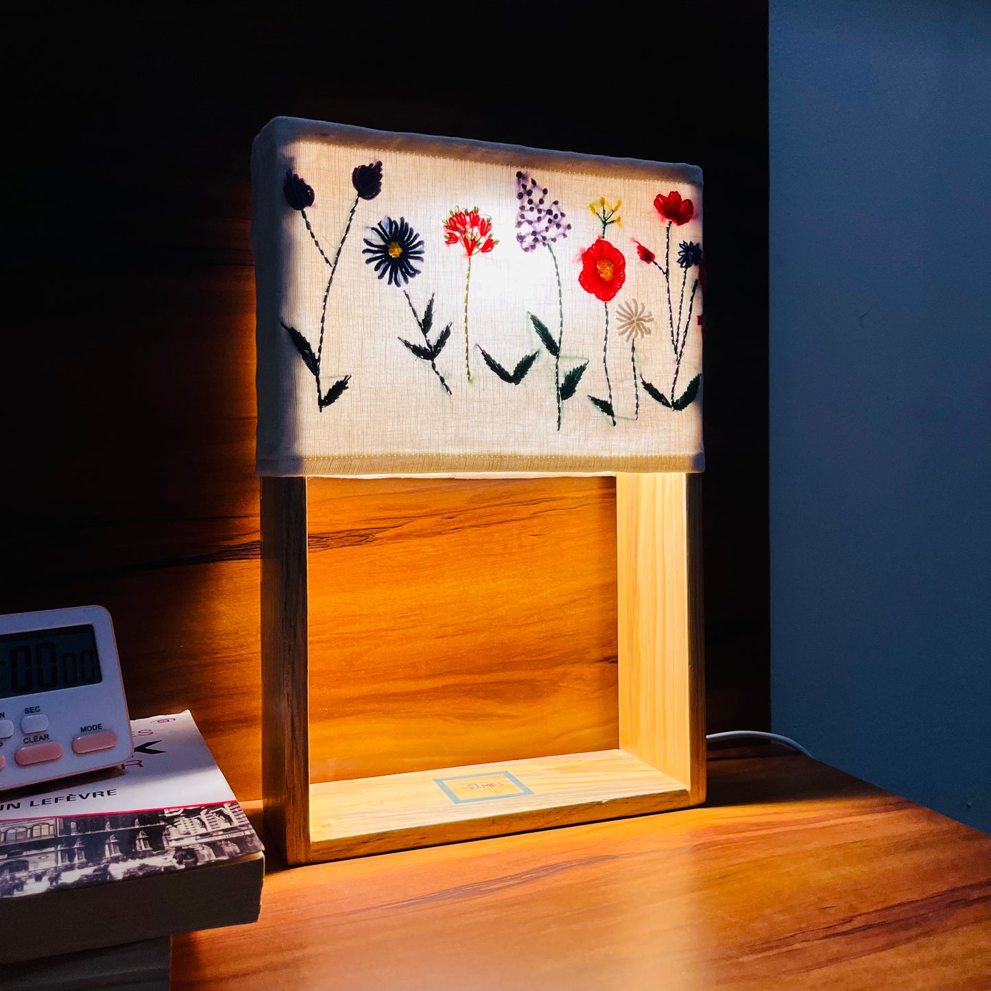 Pine Glow | Artist Series – “Meadow Bloom” Hand-Embroidered Lamp