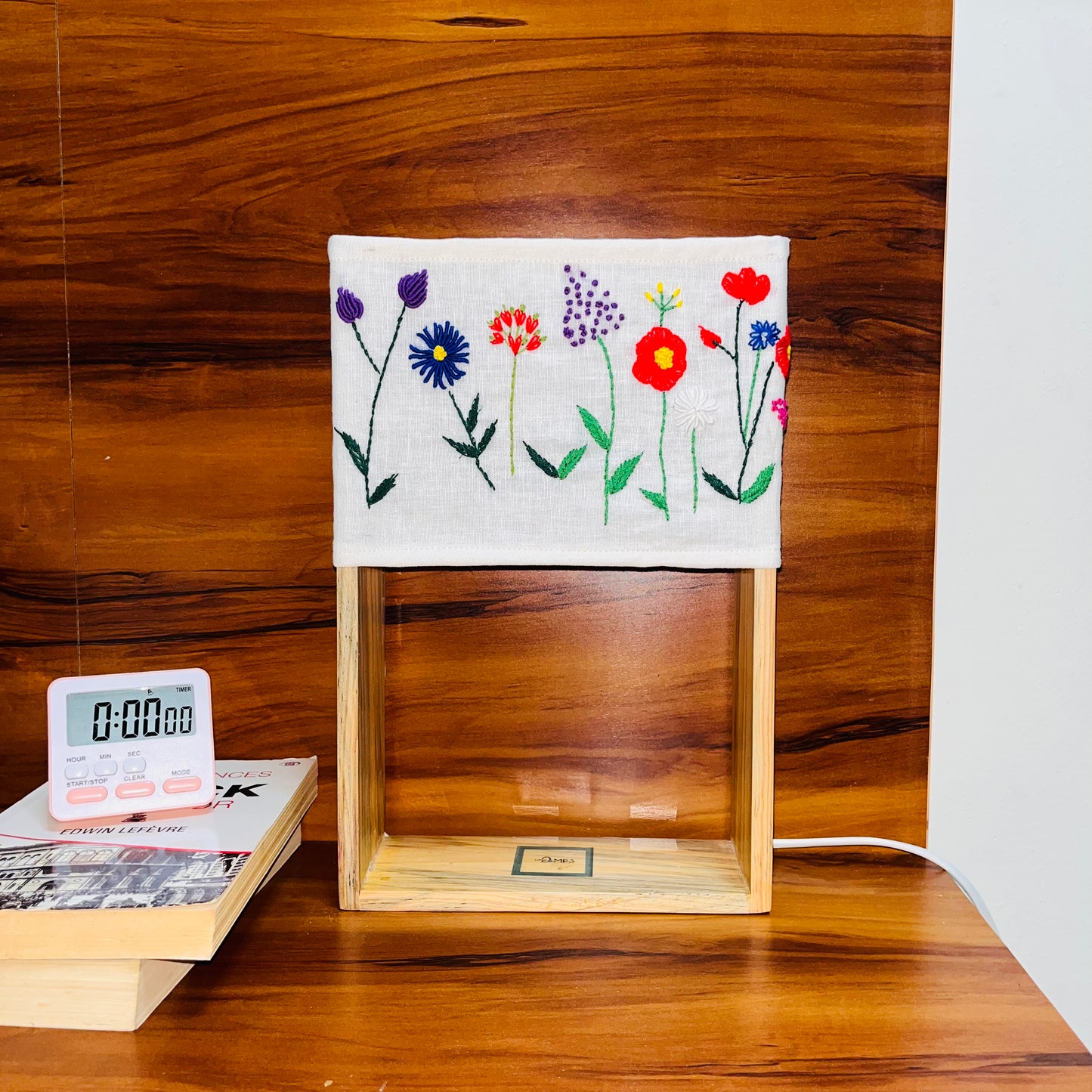 Pine Glow | Artist Series – “Meadow Bloom” Hand-Embroidered Lamp