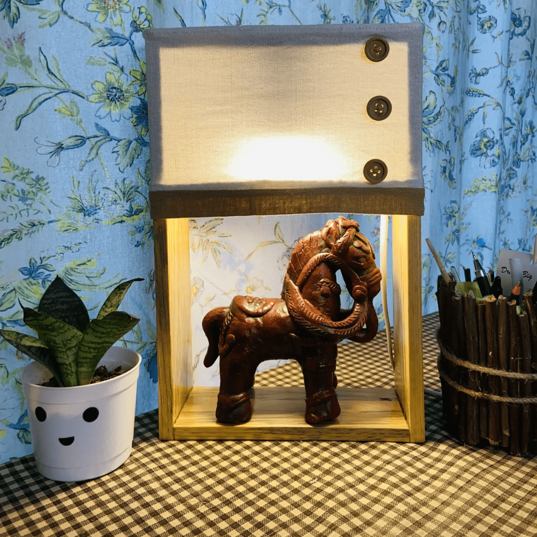 Pine Glow – Handcrafted Terracotta Art Table Lamp