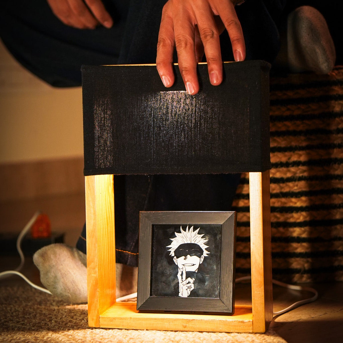 Shadow & Light – Black Cotton Lamp with Photo Frame