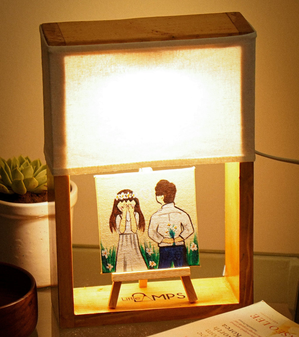 Live in Light – Plain Cotton Lamp with Hand-Painted Canvas
