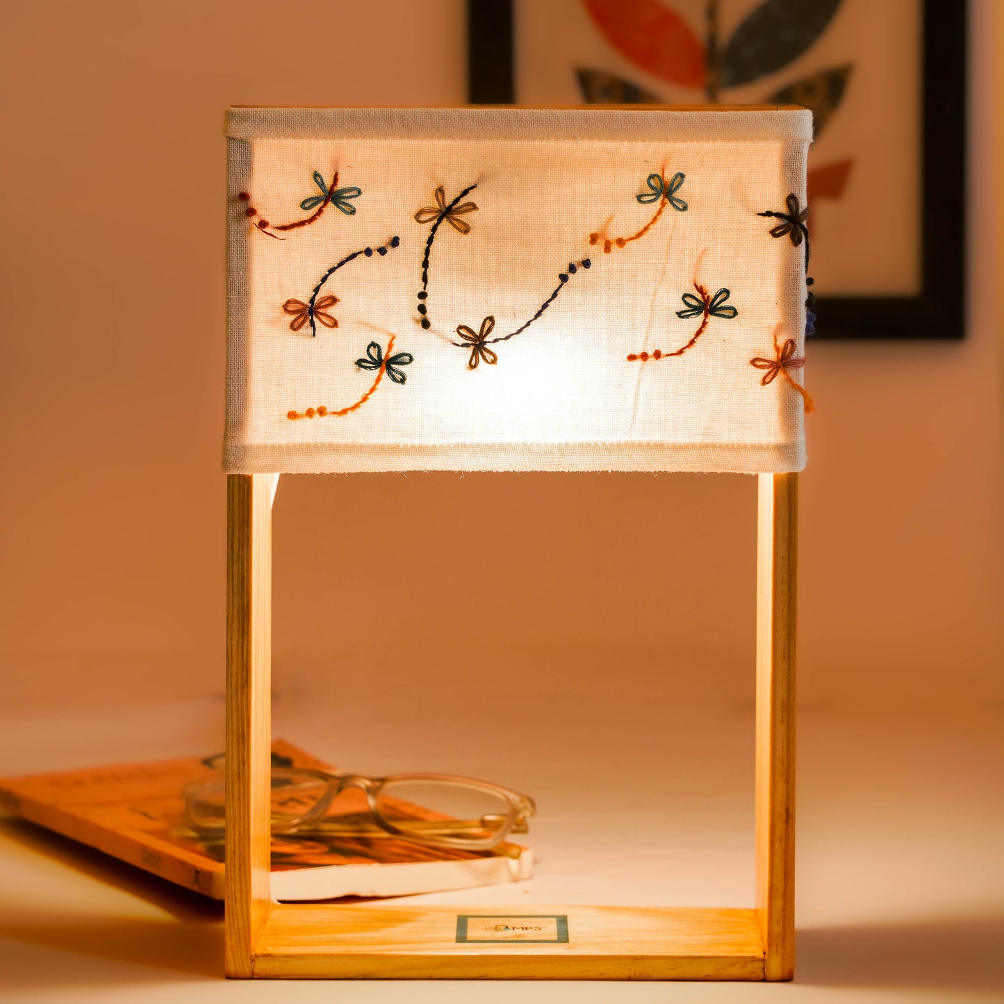 Pine Glow Butterflies Lamp with Hand-Painted Wise Owl Artwork – Unique Decor