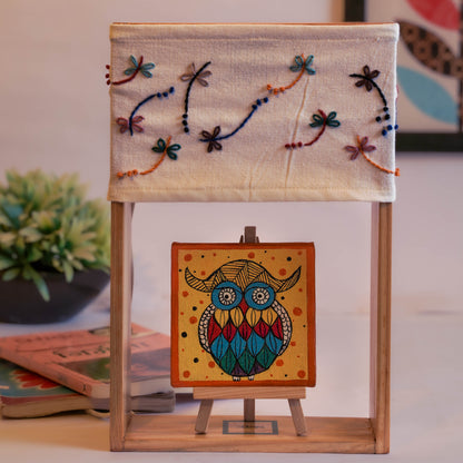 Pine Glow Butterflies Lamp with Hand-Painted Wise Owl Artwork – Unique Decor