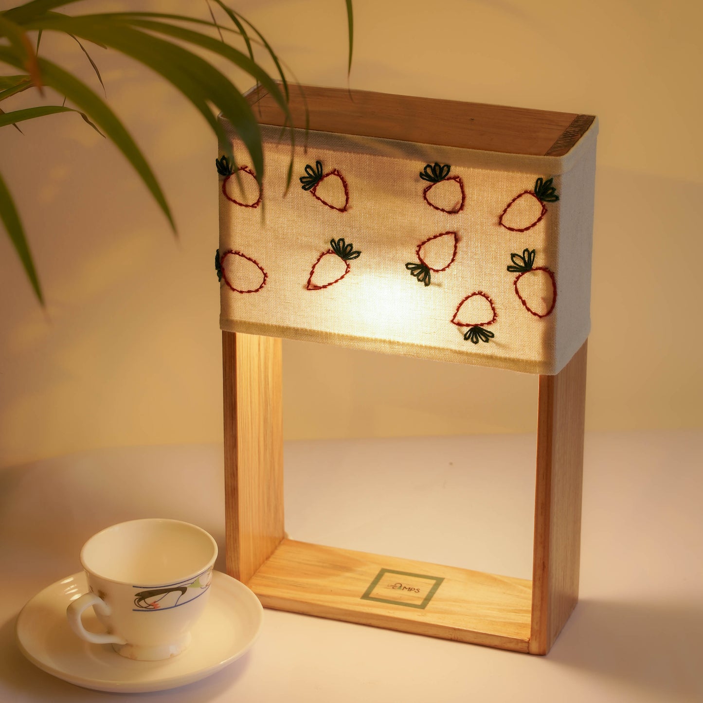 Handmade strawberry delight wooden Table Lamp with hand painted matching  artwork