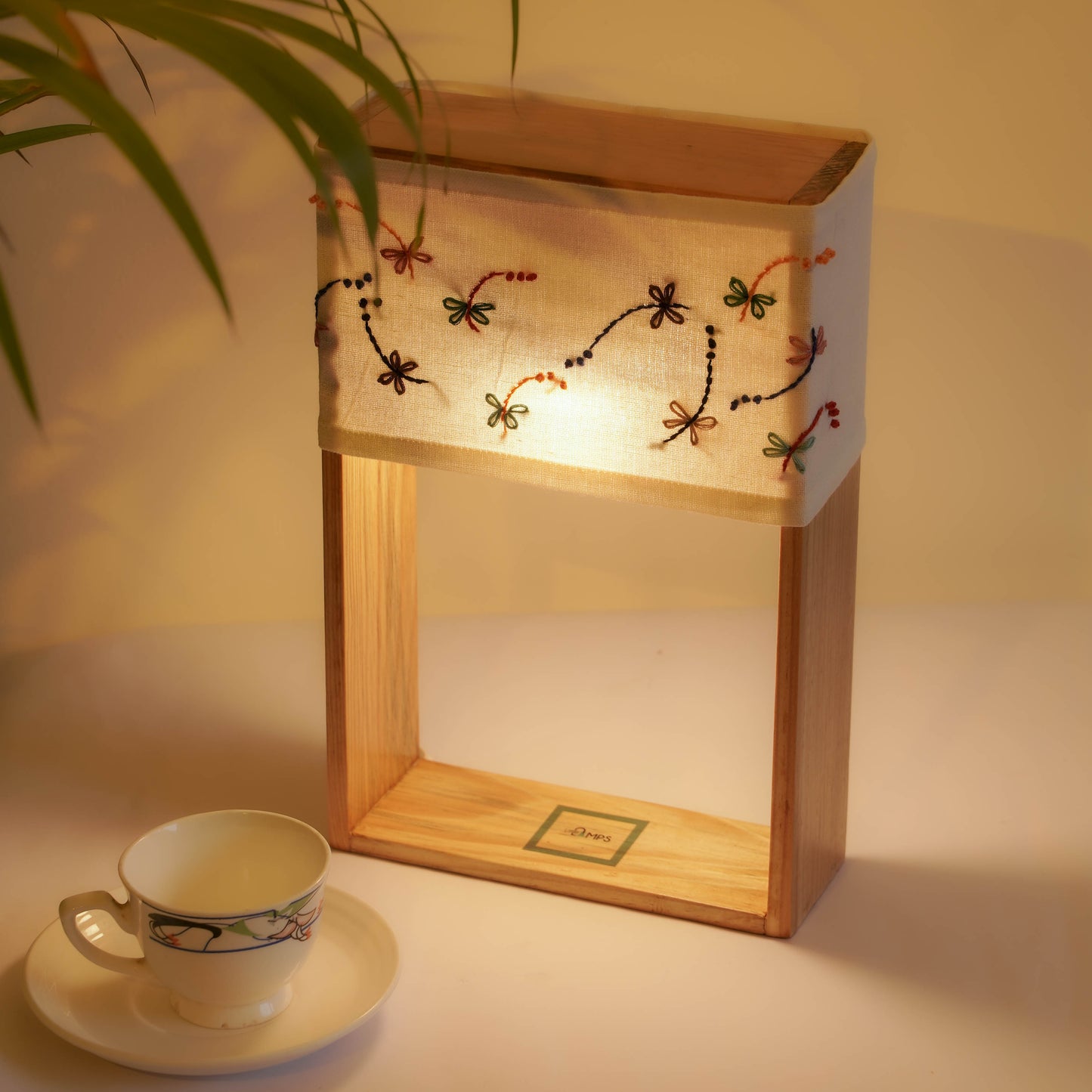 Pine Glow Butterflies Lamp with Hand-Painted Wise Owl Artwork – Unique Decor