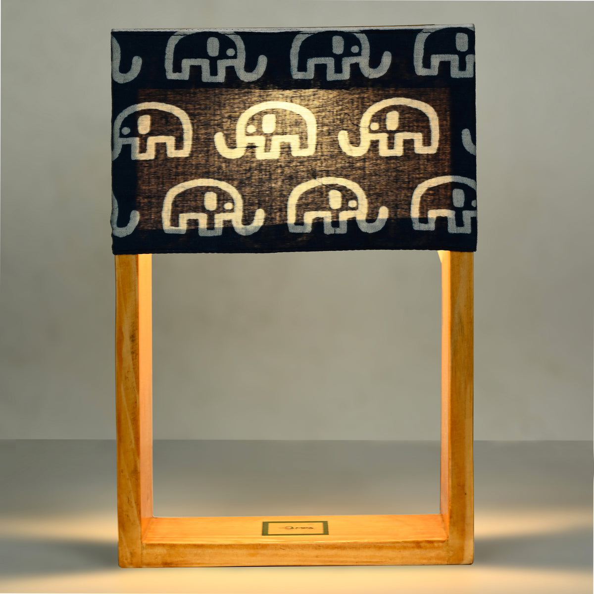 Indigo Elephant Block Print Table Lamp