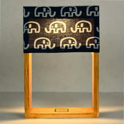 Indigo Elephant Block Print Table Lamp
