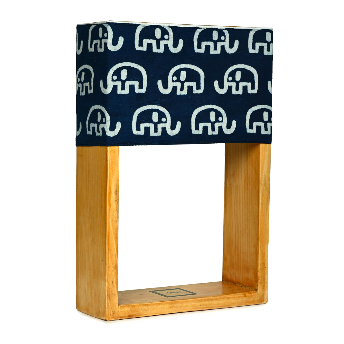 Indigo Elephant Block Print Table Lamp