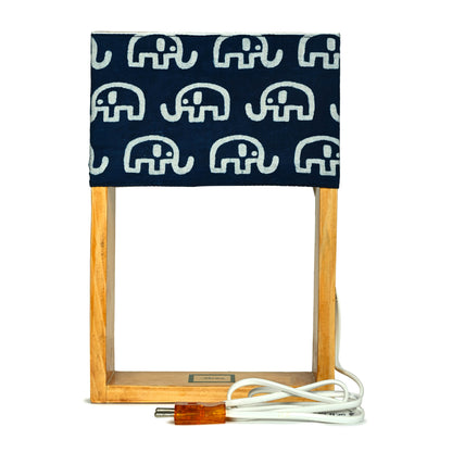 Indigo Elephant Block Print Table Lamp