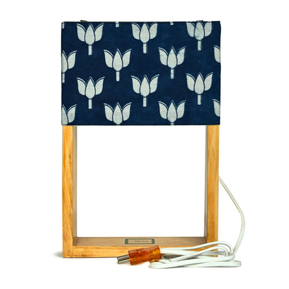 Pine Glow Neel Kamal Table Lamp with Hand block-printed Lotus Motif  Washable shade