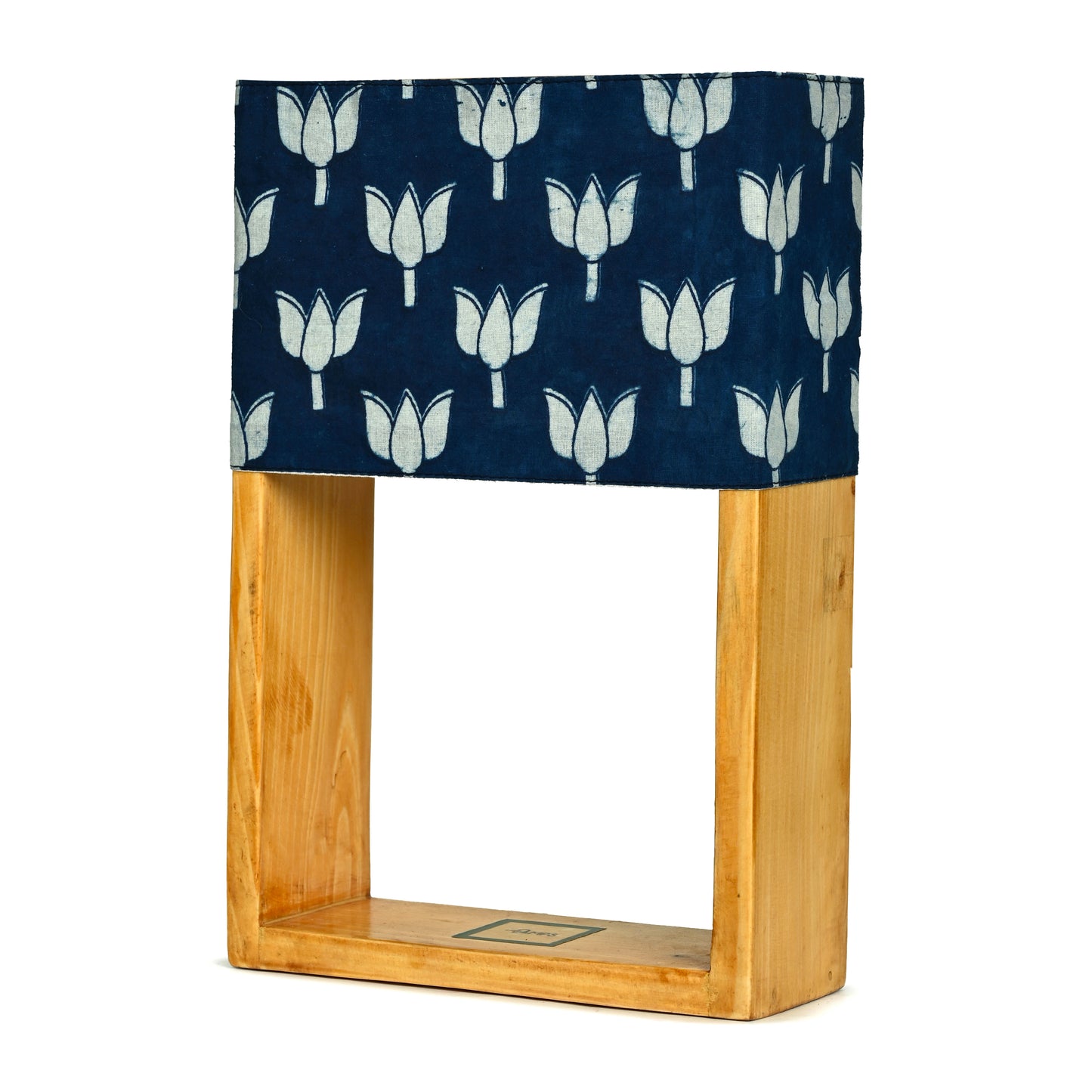 Pine Glow Neel Kamal Table Lamp with Hand block-printed Lotus Motif  Washable shade