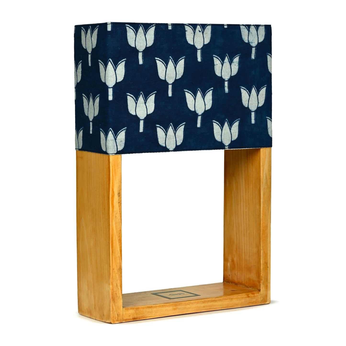 Pine Glow Neel Kamal Table Lamp with Hand block-printed Lotus Motif  Washable shade