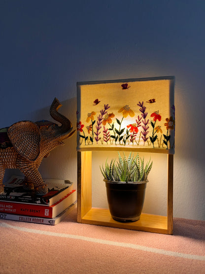 Pine Glow | Artist Series – “Whispers of Spring” Hand-Embroidered Lamp