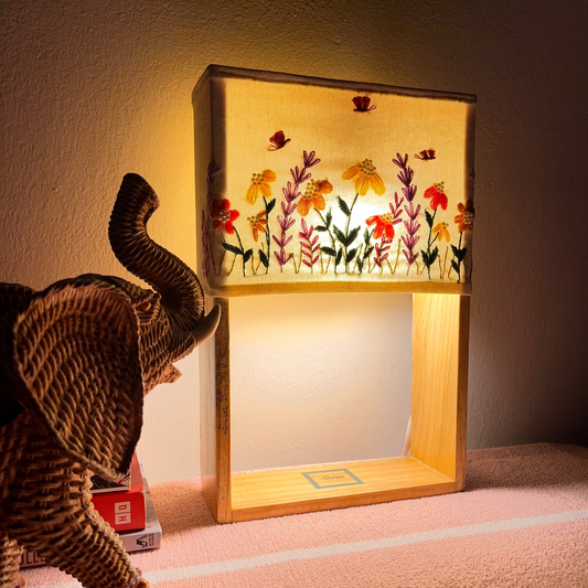Pine Glow | Artist Series – “Whispers of Spring” Hand-Embroidered Lamp