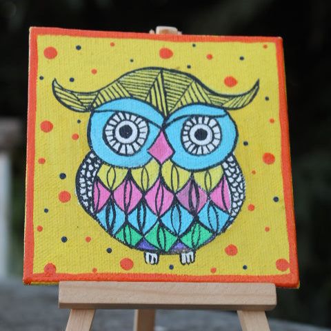 Pine Glow Butterflies Lamp with Hand-Painted Wise Owl Artwork – Unique Decor