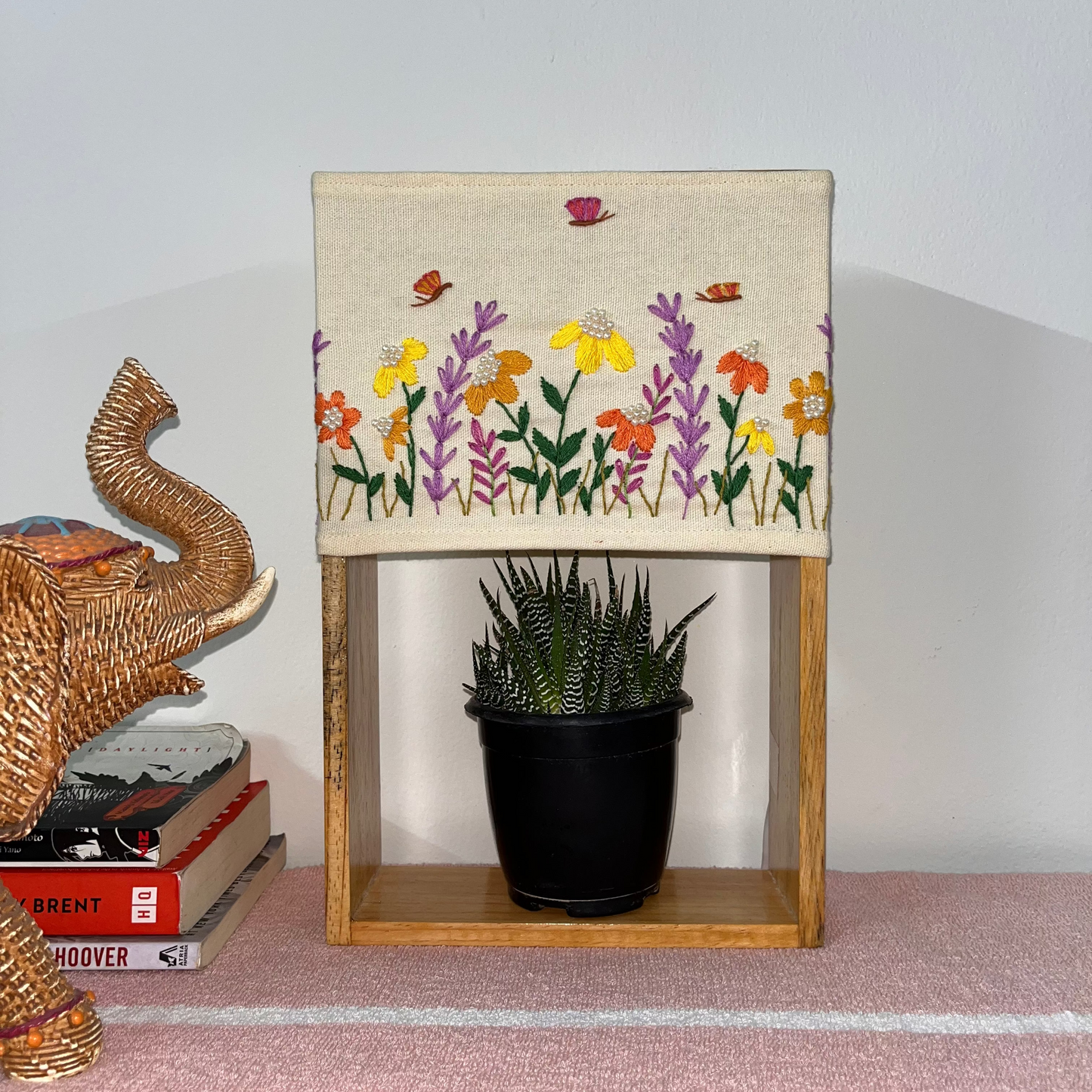 Pine Glow | Artist Series – “Whispers of Spring” Hand-Embroidered Lamp