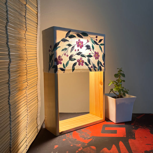 Pine Glow | Artist Series – “Purple Floral Wreath” Hand-Painted Lamp