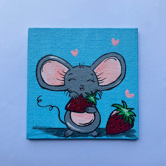Strawberry Hug Mini Mouse Canvas Art