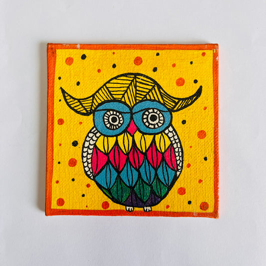 Colorful Wisdom – Mini Owl Canvas (4 by 4 inches)