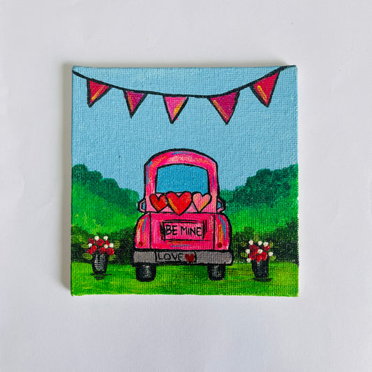 Be Mine Roadtrip – Romantic 4x4 inches Canvas with Easel