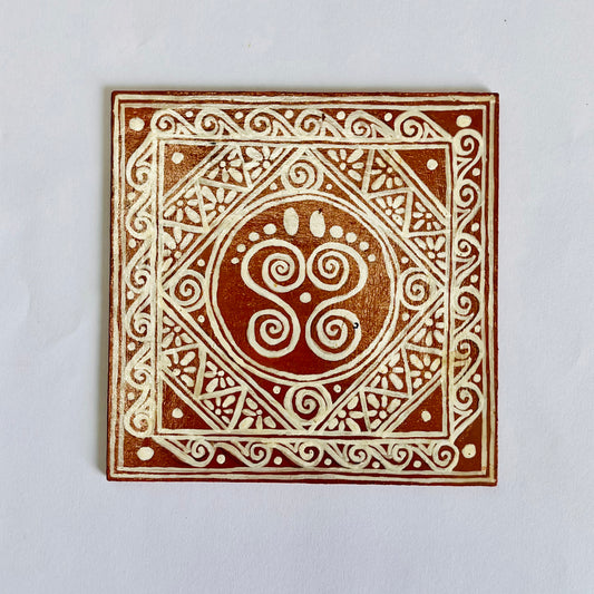 Kumaun Aipan Art Hand painted Artwork (4x4")