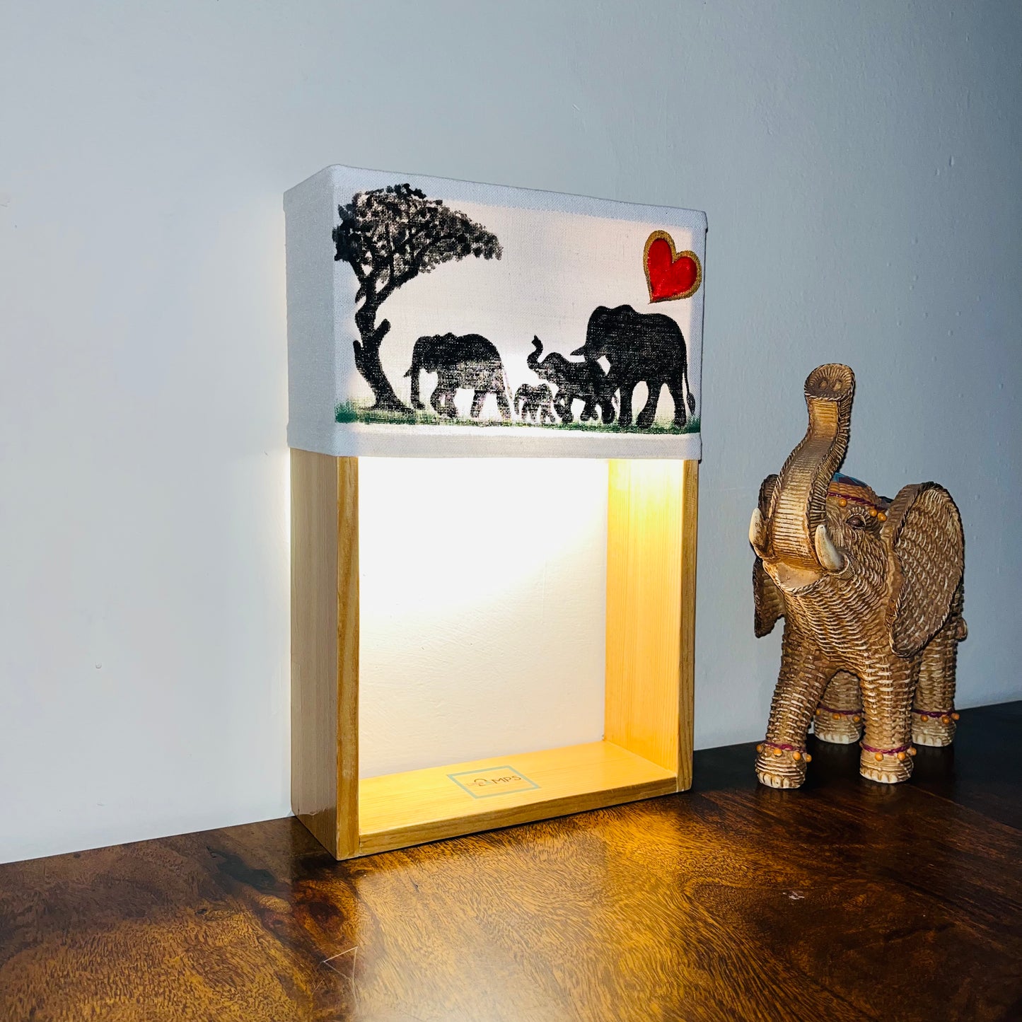 Pine Glow | Artist Series – Elephants Family Hand-Painted Lamp