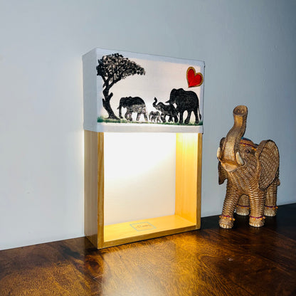Pine Glow | Artist Series – Elephants Family Hand-Painted Lamp